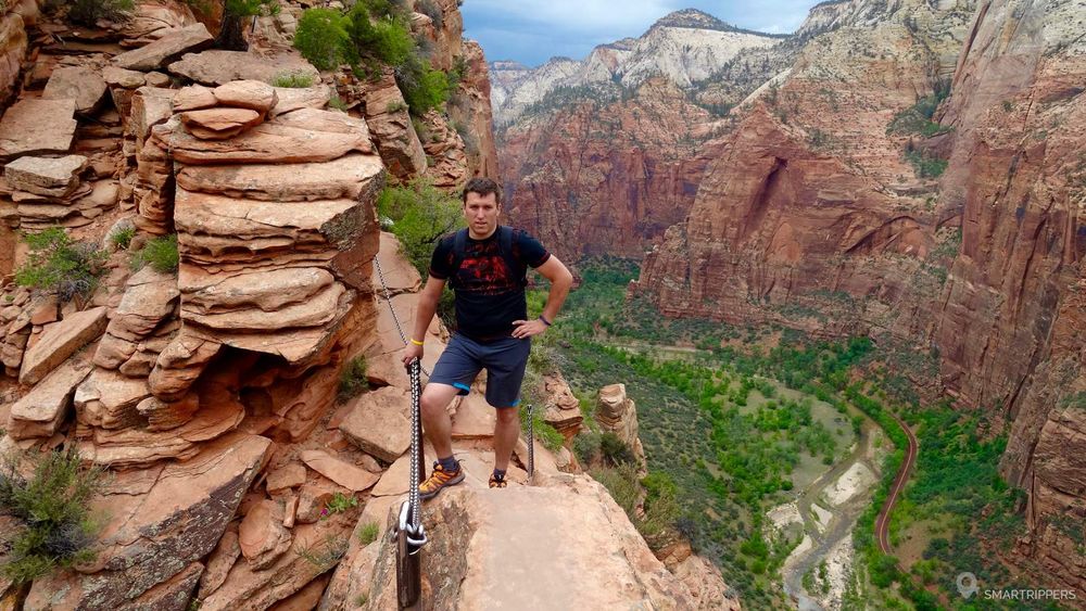 Flo poses on one of the narrowest sections of the final ascent
