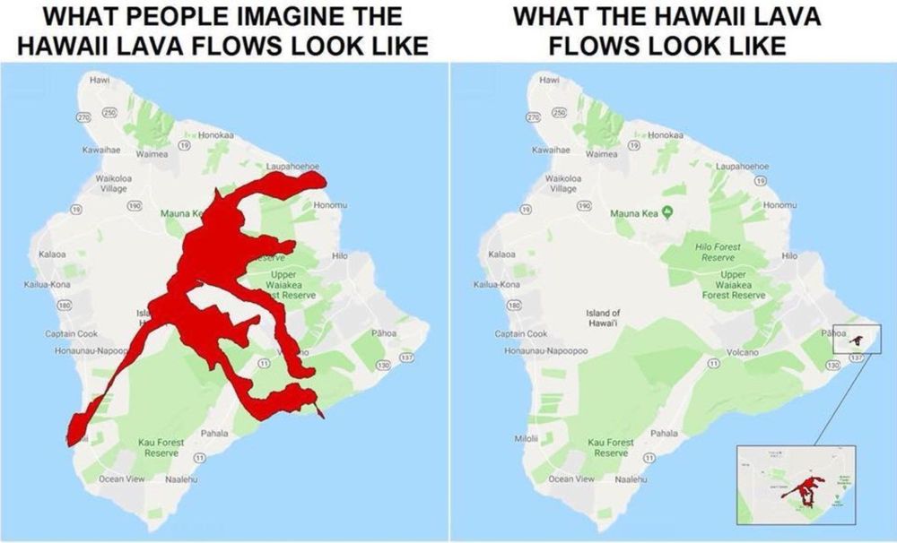 Carte des coulées de lave Kilauea Hawaii