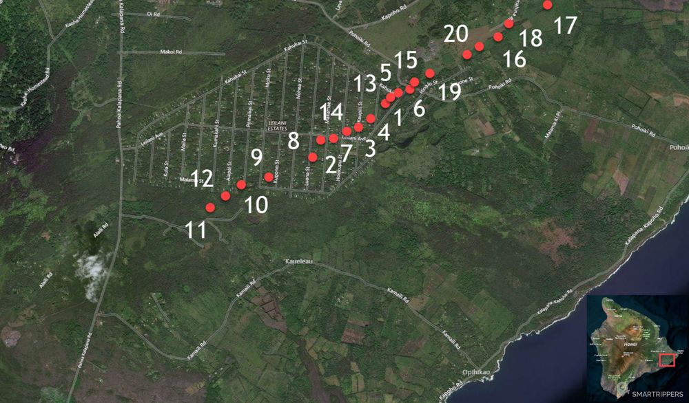 Les 20 premières fissures à Leilani Estates