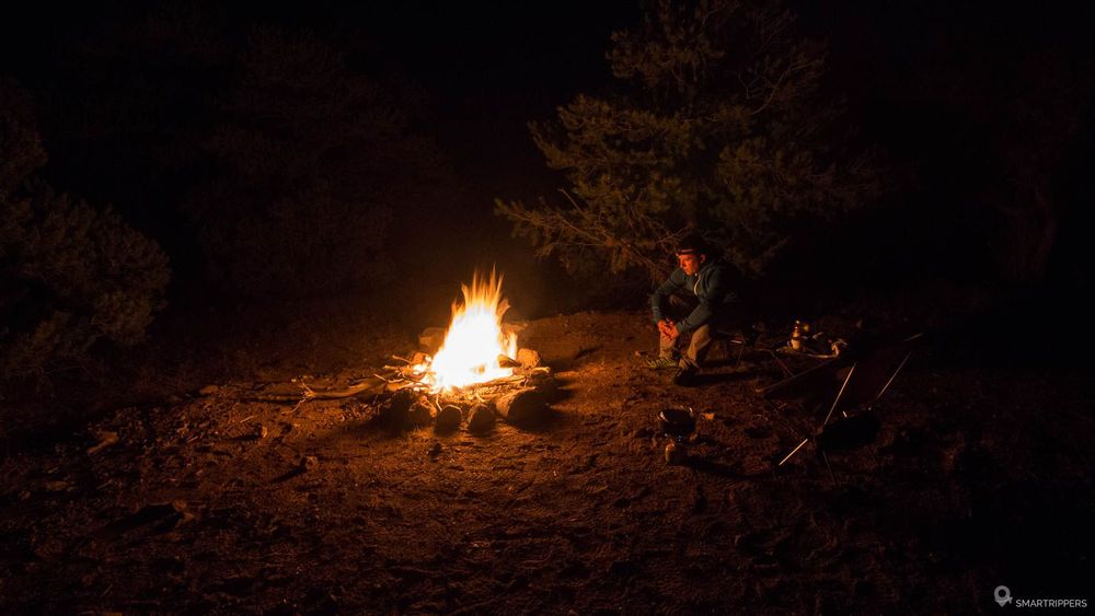 Flo devant le feu, quelques jours plus tard près de Capitol Reef dans l'Utah.