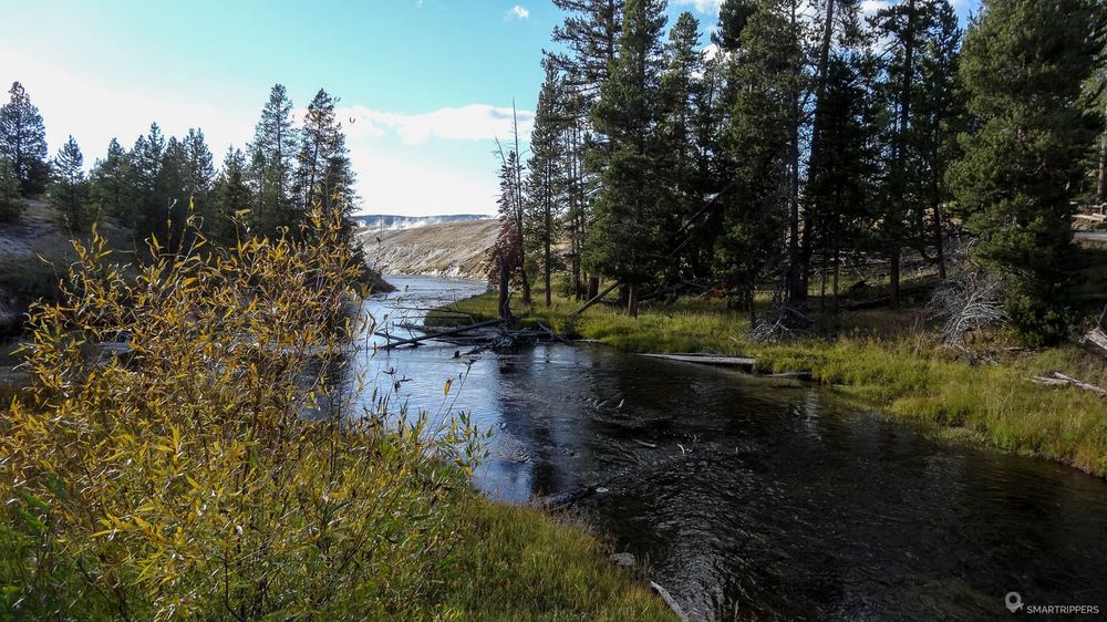 La Firehole River que l'on traverse avant d'arriver à Geyser Hill.
