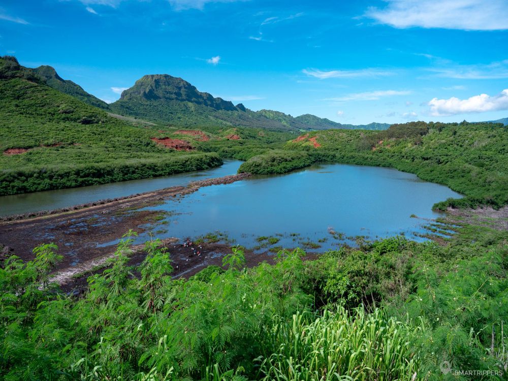 La vue sur le fishpond depuis l'Overlook