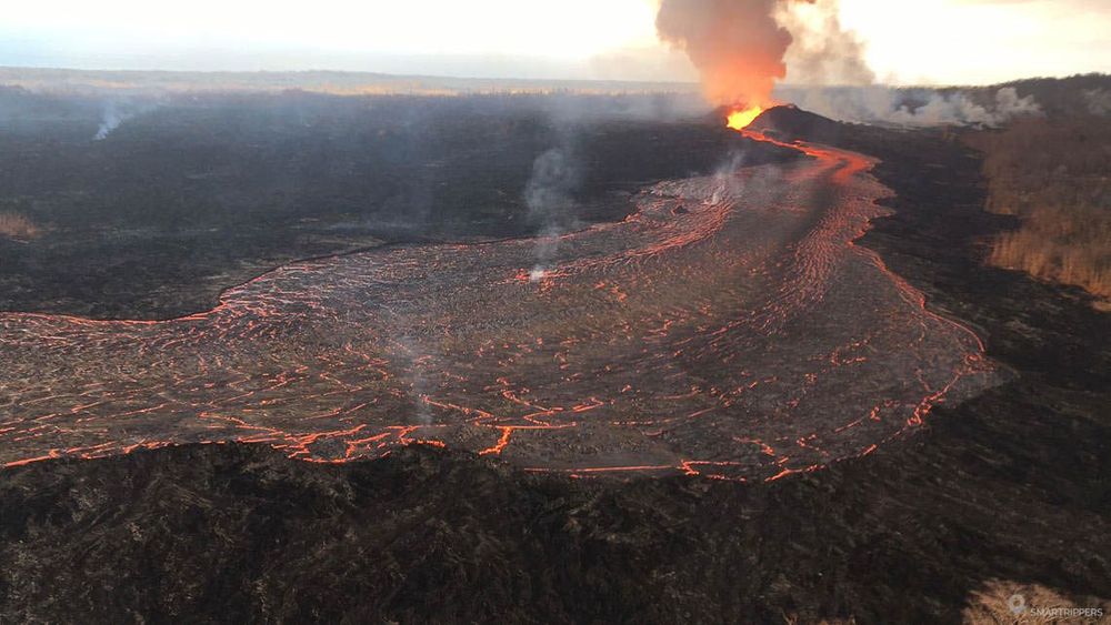 La taille du fleuve de lave est impressionnante. Le débit également. Crédit: UGSG