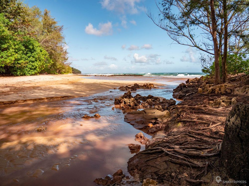 Le début de Gillin's beach au niveau du parking de la grotte.