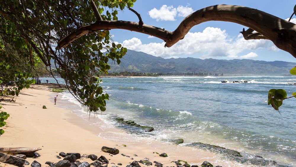 Petite plage à l'est d'Halei'wa beach park.