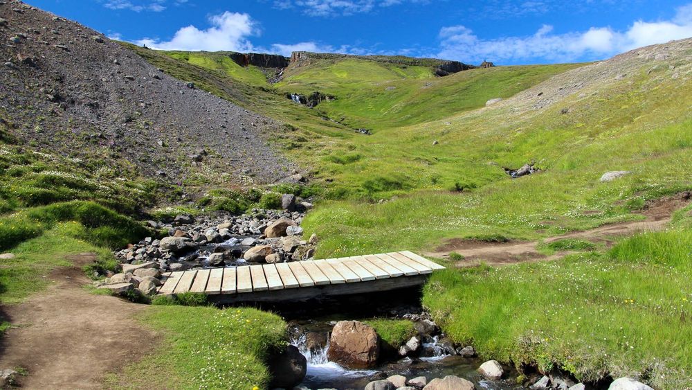 Le petit pont de bois avant d'arriver à la butte.