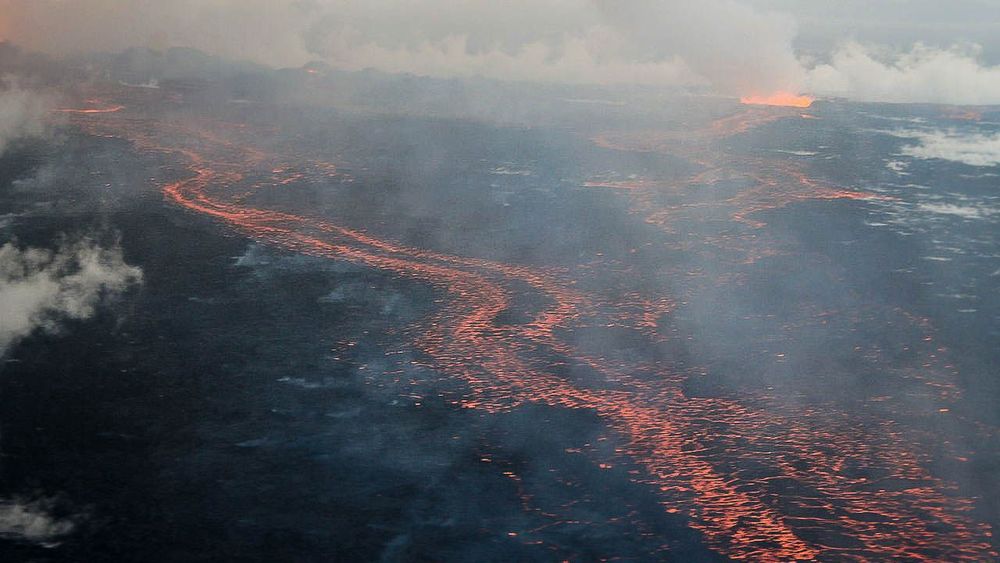 Vue aérienne de la coulée de lave prise en septembre 2014. Photo Wikipedia.