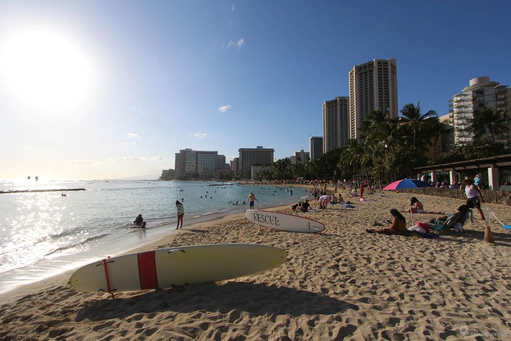 Fin de journée à Waikiki beach.