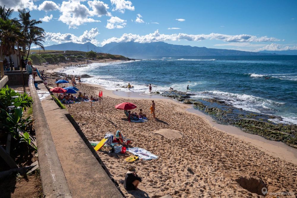 Vue d'ensemble d'Hookipa Beach.