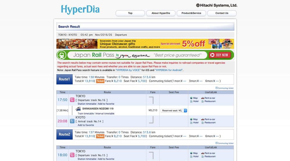 Le site très pratique d'Hyperdia