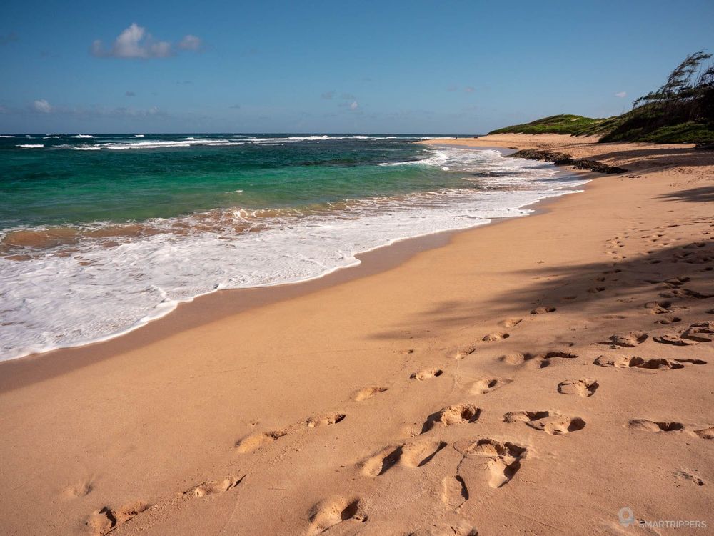 Contrastes entre le sable et l'eau à Kawailoa Bay.
