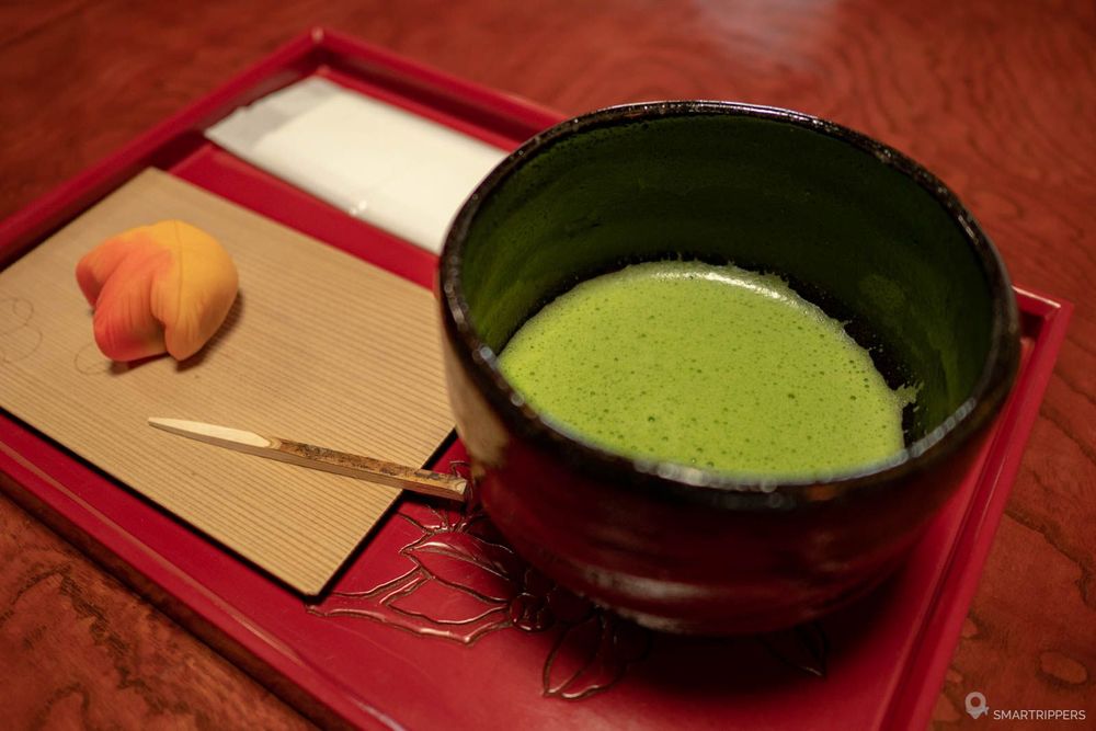 Thé vert Matcha et sa délicieuse pâtisserie.