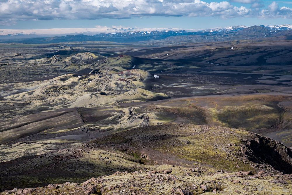 Les cratères du Lakagígar coté sud-ouest par temps sec.