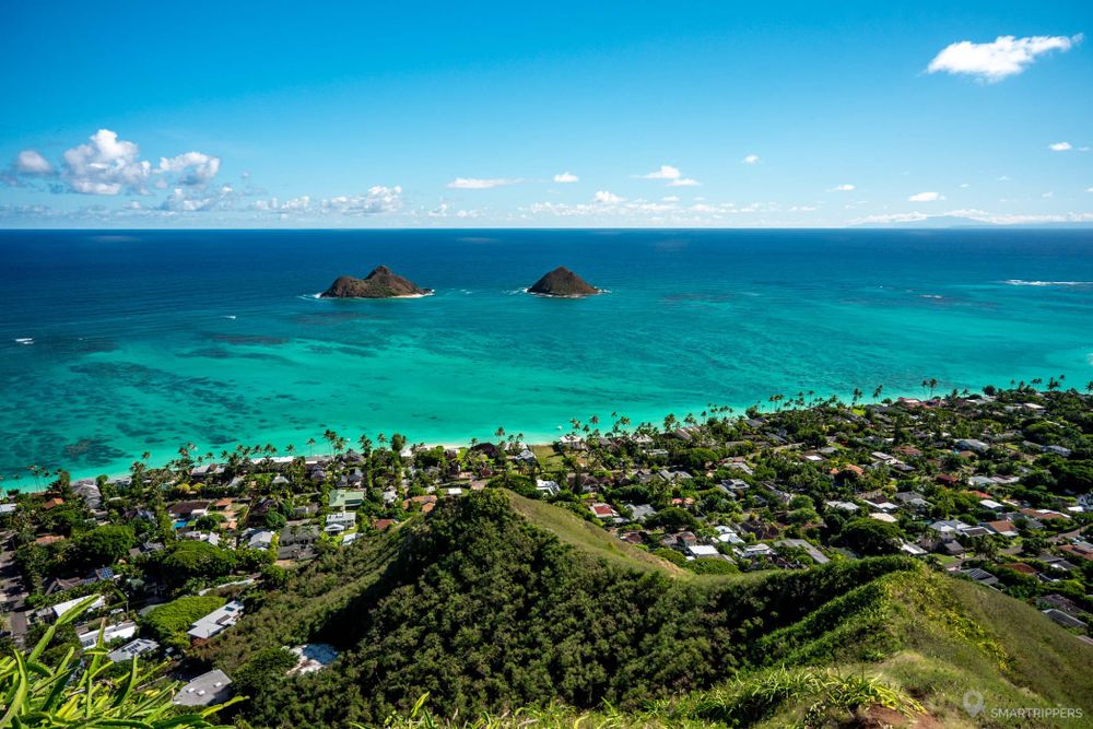 La vue sur Lanikai depuis le Pillbox principal.