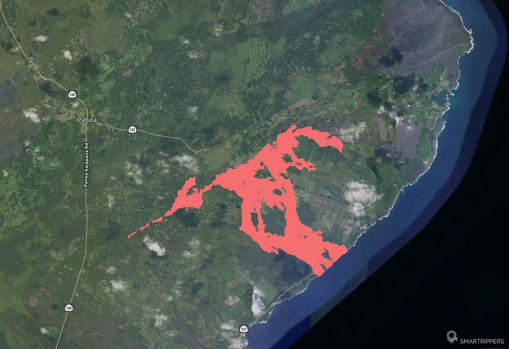Expansion de la lave suite à l'éruption du Kilauea de 2018