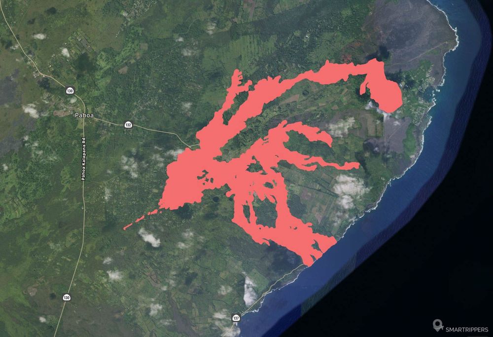 Expansion de la lave suite à l'éruption du Kilauea de 2018