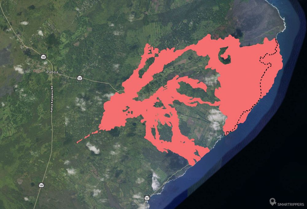 Expansion de la lave suite à l'éruption du Kilauea de 2018