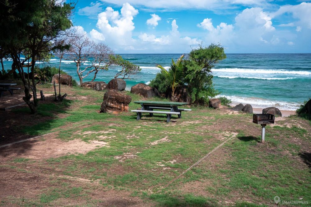 Un emplacement du camping en bord de mer.