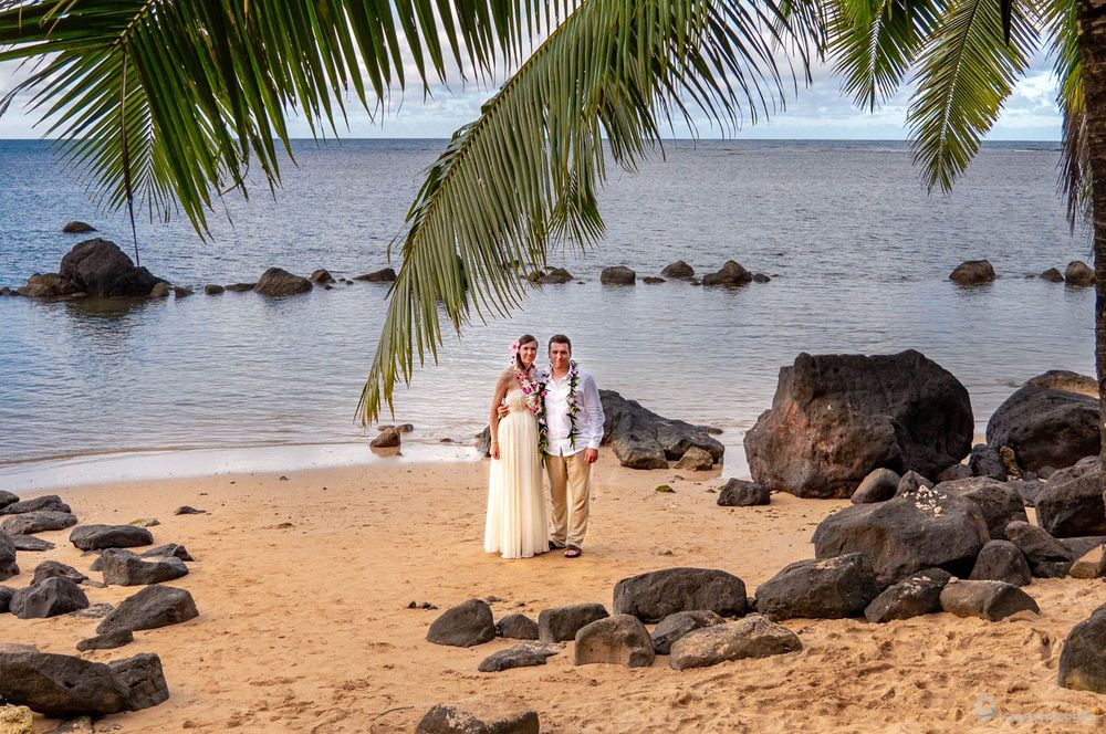 Notre mariage sur la plage d'Anini beach à Kauai