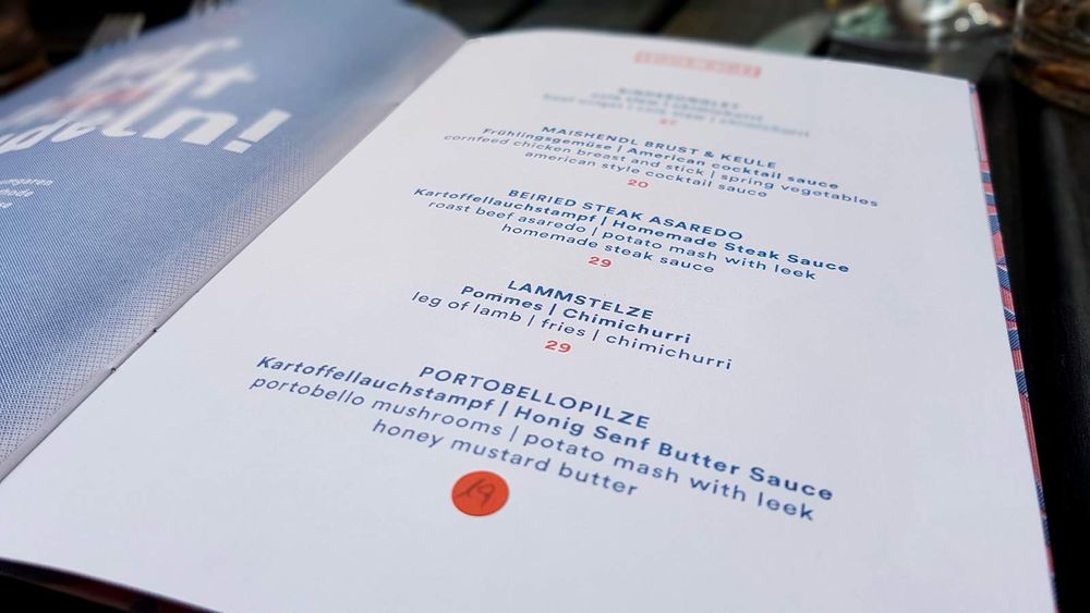 Menu du Salon Plafond.