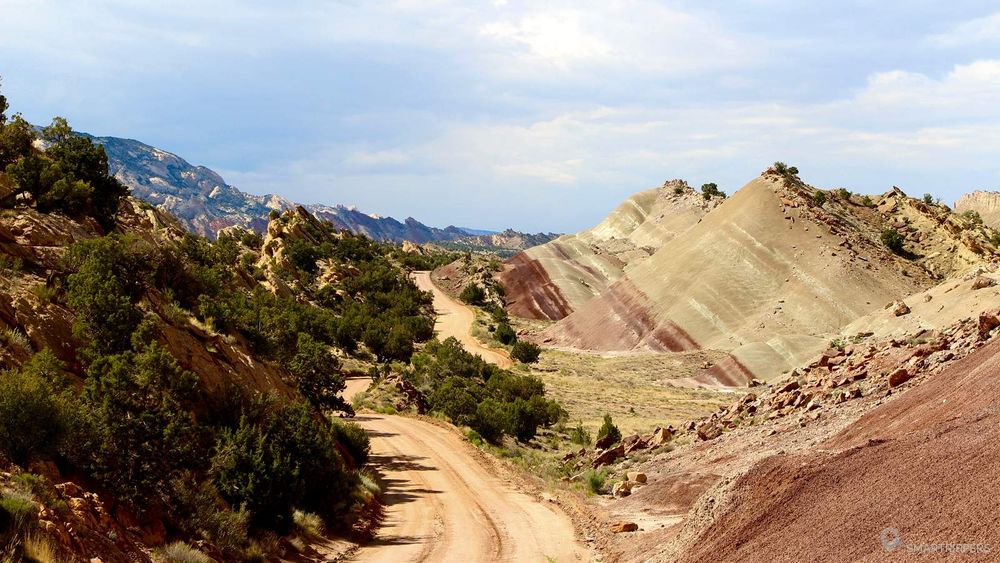 Sur la Notom Bullfrog Basin road dans le parc national de Capitol Reef.