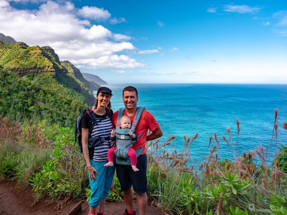 Petite photo de famille sur le Kalalau trail, environ 1km avant d'arriver à la plage d'Hanakapi'ai.