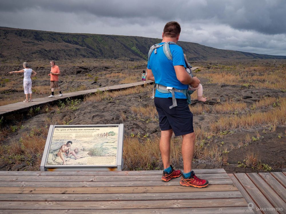 Passerelles de la fin du Pu'u Loa Petroglyphs trail.