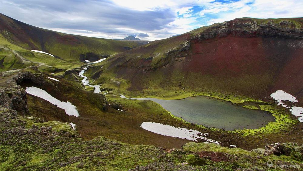 Nuances colorées du cratère de Rauðibotn.