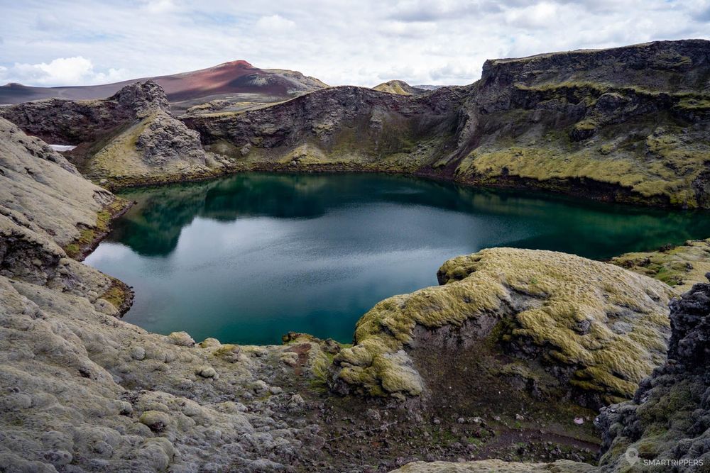 Le magnifique cratère rempli d'eau de Tjarnargígur.